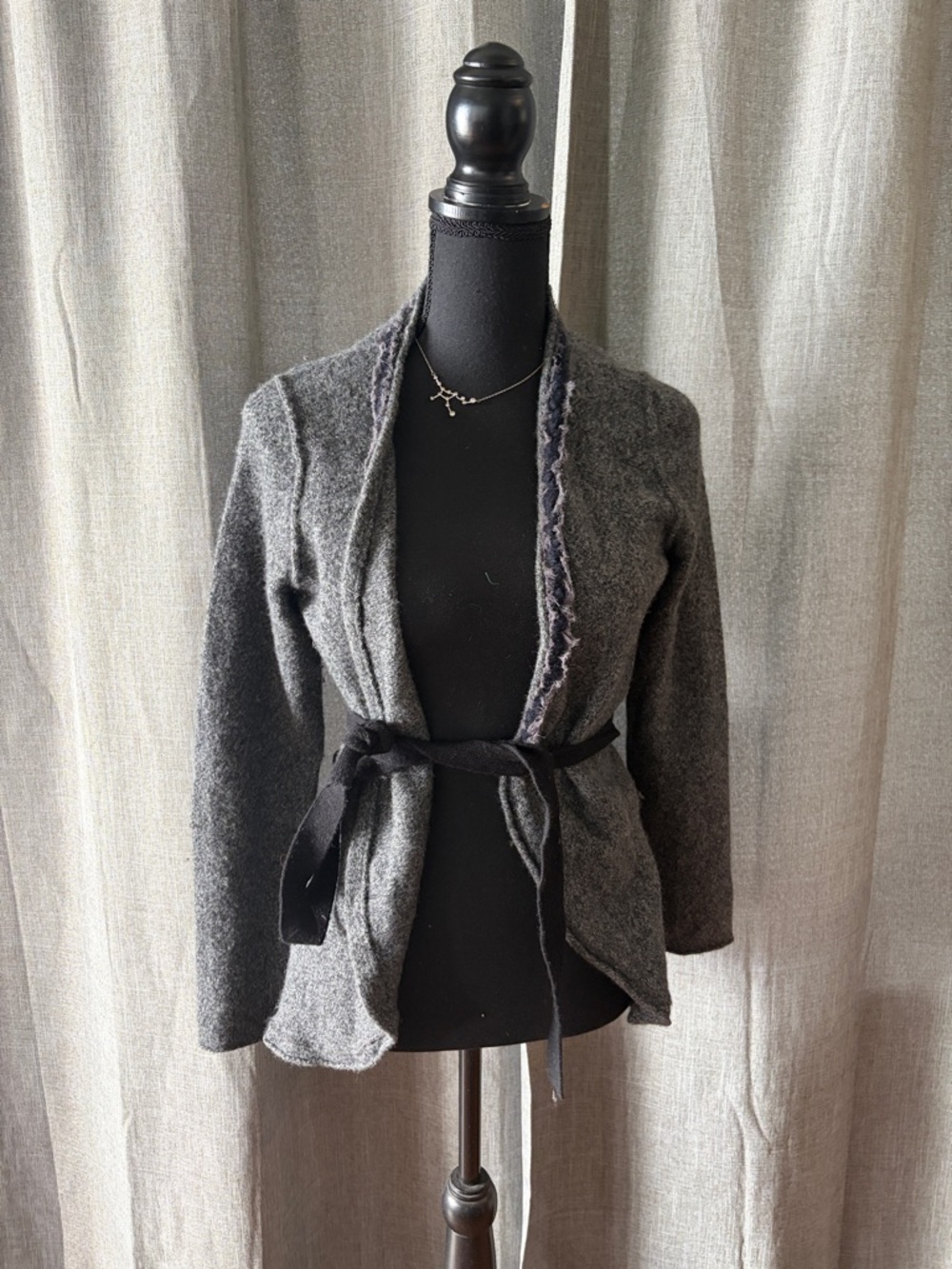 Banana Republic Dark Gray Belted Open-Front Wool-Blend Jacket